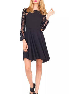 Women Black Lace Dress - vmlfashion-com