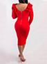 Women's Ruffle Accent Bodyfit Long Sleeve Dress - vmlfashion-com