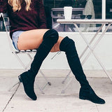 Women's Velvety Faux Suede Flat Boot Over the Knee - vmlfashion-com