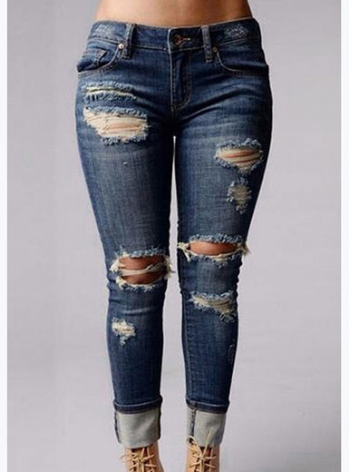 Women Sexy Dark blue Jeans - vmlfashion-com