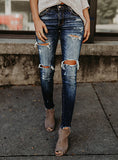 Women  Blue Damage Jeans - vmlfashion-com