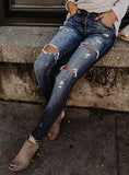 Women  Blue Damage Jeans - vmlfashion-com