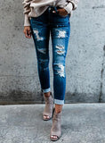 Women  Blue Damage Jeans - vmlfashion-com