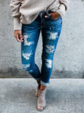 Women  Blue Damage Jeans - vmlfashion-com