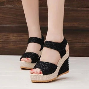 Women's Wedges with Jute like Soles - vmlfashion-com