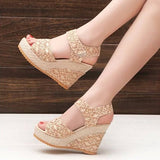 Women's Wedges with Jute like Soles - vmlfashion-com