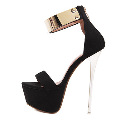 Women's Elegant Stiletto Highg heels Gold Cuff Trim - vmlfashion-com