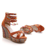 Women's Multicolored Wedges Ankle Straps - vmlfashion-com