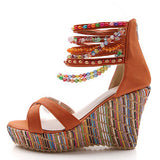 Women's Multicolored Wedges Ankle Straps - vmlfashion-com