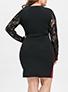 Women's Mini Dress with Lace Two Ton Long sleeve Dress - vmlfashion-com