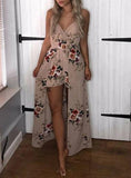 Women-Black-Floral-Printed-Romper-with-Cape-Sweep-With-Flower - vmlfashion-com