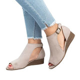 women's Flat Wedge Sandals Open Sides Suede Upper Open Toe - vmlfashion-com