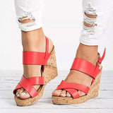 Women's High Heel Platform Wedge Sandal Crisscross Front Side Buckles - vmlfashion-com