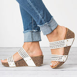 Women's Strap Espadrille Sandal Cut Out Geometric Pattern Style - vmlfashion-com