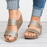 Women's Strap Espadrille Sandal Cut Out Geometric Pattern Style - vmlfashion-com