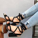 Women's Multi Strap Crisscross Sandal Open Toe Highg heels - vmlfashion-com