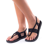 Women's Rubberized Sole Strappy Flat Sandals - vmlfashion-com