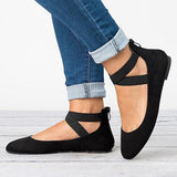 Women's Ballet Style Flats - Crisscrossed Straps Shoe - vmlfashion-com