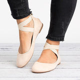 Women's Ballet Style Flats - Crisscrossed Straps Shoe - vmlfashion-com