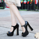 Women's Platform Heels with Strap Open Toed Heels - vmlfashion-com