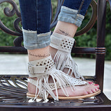 Women's Fancy Fringed Sandals Open Toe Rhinestone Stud - vmlfashion-com