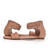 Women's Scalloped Band Leather Strap Ankle Sandals - vmlfashion-com