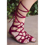 Women's Gladiator Style Strapped Sandals Zipper Back - vmlfashion-com