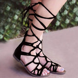 Women's Gladiator Style Strapped Sandals Zipper Back - vmlfashion-com