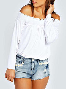 Women Off ShoulderLong Sleeved Top - vmlfashion-com