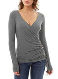 Women's V Neck Laced Up Side Top - vmlfashion-com