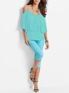 Women's Sexy - Shoulder Blouse - Wide Ruffle - vmlfashion-com