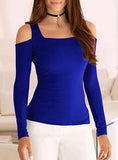 Women's Sexy Off Shoulder Body Fit Long Sleeve Top - vmlfashion-com