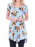 Women's Long Top Top  Floral Print Short Sleeves - vmlfashion-com