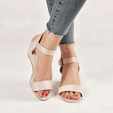 Women's Suede Wedges with Metal Buckles - vmlfashion-com