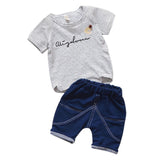 Baby Boy Clothes Stripe Fashion Baby Clothes Set 2PCS Fashion Boy T-shirt Summer Top Beach Denim Shorts T-shirt + Denim Shorts - vmlfashion-com