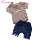 Baby Boy Clothes Stripe Fashion Baby Clothes Set 2PCS Fashion Boy T-shirt Summer Top Beach Denim Shorts T-shirt + Denim Shorts - vmlfashion-com