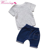 Baby Boy Clothes Stripe Fashion Baby Clothes Set 2PCS Fashion Boy T-shirt Summer Top Beach Denim Shorts T-shirt + Denim Shorts - vmlfashion-com