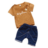 Baby Boy Clothes Stripe Fashion Baby Clothes Set 2PCS Fashion Boy T-shirt Summer Top Beach Denim Shorts T-shirt + Denim Shorts - vmlfashion-com