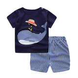 Baby Boys Clothes Sets Spring Summer Fashion Leisure Lion T-shirt + Navy Shorts Newborn Baby Girl Clothes Kids Bebes Suit - vmlfashion-com