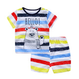 Baby Boys Clothes Sets Spring Summer Fashion Leisure Lion T-shirt + Navy Shorts Newborn Baby Girl Clothes Kids Bebes Suit - vmlfashion-com