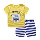 Baby Boys Clothes Sets Spring Summer Fashion Leisure Lion T-shirt + Navy Shorts Newborn Baby Girl Clothes Kids Bebes Suit - vmlfashion-com