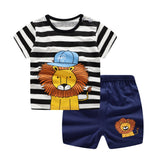 Baby Boys Clothes Sets Spring Summer Fashion Leisure Lion T-shirt + Navy Shorts Newborn Baby Girl Clothes Kids Bebes Suit - vmlfashion-com