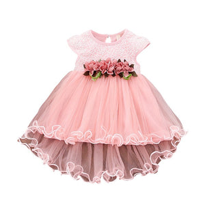 Baby Girl Floral Princess Dress Summer Toddler Infant Girls Sleeveless Mesh Round Neck Tutu Dresses Kids Birthday Party Clothes - vmlfashion-com