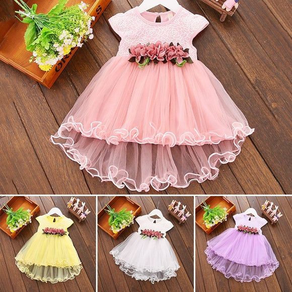 Baby Girl Floral Princess Dress Summer Toddler Infant Girls Sleeveless Mesh Round Neck Tutu Dresses Kids Birthday Party Clothes - vmlfashion-com