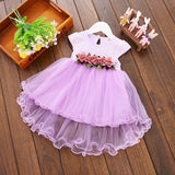 Baby Girl Floral Princess Dress Summer Toddler Infant Girls Sleeveless Mesh Round Neck Tutu Dresses Kids Birthday Party Clothes - vmlfashion-com