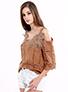 Women's Tops White with a Pastel Print Long Sleeves - vmlfashion-com