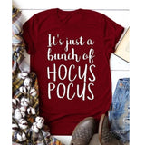 Casual Print Womens Letter T-shirts It's Just A Bunch of Hocus Pocus Tee Top Tee Shirt Women Halloween Pumpkin  Tshirt T Tops - vmlfashion-com