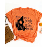 Casual Print Womens Letter T-shirts It's Just A Bunch of Hocus Pocus Tee Top Tee Shirt Women Halloween Pumpkin  Tshirt T Tops - vmlfashion-com