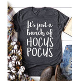 Casual Print Womens Letter T-shirts It's Just A Bunch of Hocus Pocus Tee Top Tee Shirt Women Halloween Pumpkin  Tshirt T Tops - vmlfashion-com