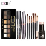 Cocute Makeup Tool Kit 4 PCS Including Makeup Brushes Eyeshadow Eyebrow Pen Mascara and Highlighter Shimmer Stick for girl gift - vmlfashion-com